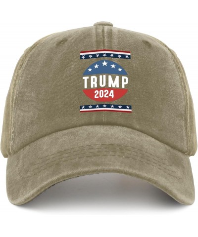 Trump 2024 Mens hat Vintage Cotton Washed Baseball Caps Adjustable Dad Hat Crazy Funny Custom Gifts Pigment Khaki $10.34 Base...