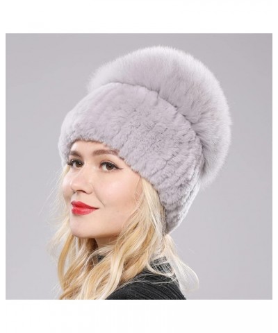 Russia Winter Women Fur Beanies Hat Girls Natural Fur Skullies Cap Knitted Fur Hats Khaki $29.53 Skullies & Beanies