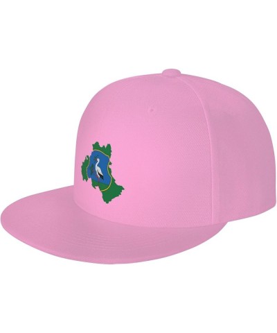 Flag Map of Heves County Snapback Hats for Men Baseball Cap Trucker Hat Flat Brim Hats Pink $11.89 Baseball Caps