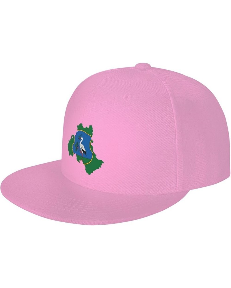 Flag Map of Heves County Snapback Hats for Men Baseball Cap Trucker Hat Flat Brim Hats Pink $11.89 Baseball Caps