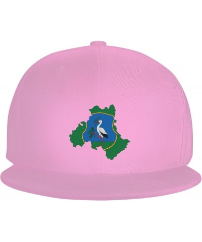 Flag Map of Heves County Snapback Hats for Men Baseball Cap Trucker Hat Flat Brim Hats Pink $11.89 Baseball Caps