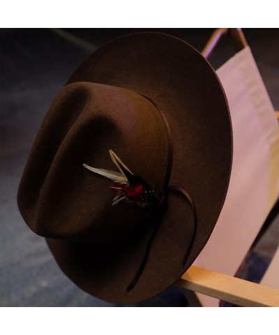 Men's Crushable Wool Felt Bounty Hunter Brown Fedora Hats Khaki 60-61cm $108.13 Fedoras