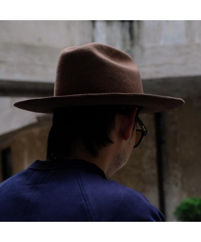 Men's Crushable Wool Felt Bounty Hunter Brown Fedora Hats Khaki 60-61cm $108.13 Fedoras