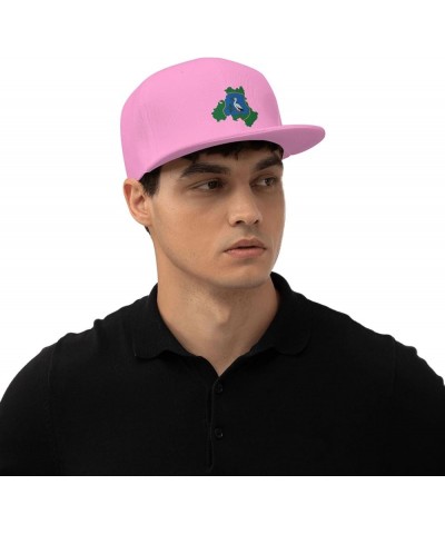 Flag Map of Heves County Snapback Hats for Men Baseball Cap Trucker Hat Flat Brim Hats Pink $11.89 Baseball Caps