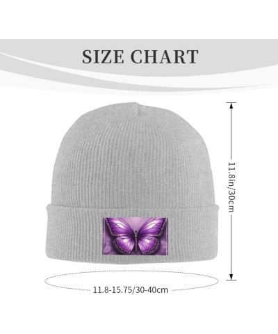 Black Warm Knit Hat Beautiful Purple Butterfly Art Pattern Soft Good Elasticity Suitable for Outdoor Sports Gray $11.46 Skull...