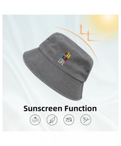 Happy Mind Happy Life Bucket Hat for Women Men Summer Travel Sun Hat Outdoor Cap Funny Bucket Hats Gray $11.98 Bucket Hats