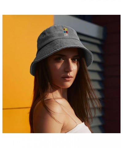 Happy Mind Happy Life Bucket Hat for Women Men Summer Travel Sun Hat Outdoor Cap Funny Bucket Hats Gray $11.98 Bucket Hats