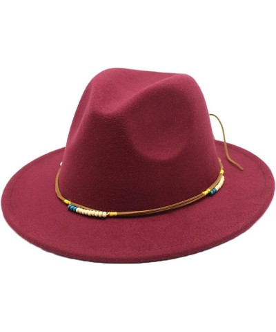 Women's Fedora Hat Wide Brim Felt Jazz Hat with Rope Solid Color Panama Hat Casual Cloche Hats Crushable Lake Blue2 $18.28 Fe...