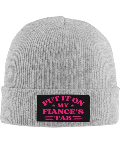 Put It On My Fiance's Tab Beanie Warm Knit Hat Funny Fashion Men Women Winter Cap Gray $12.53 Skullies & Beanies