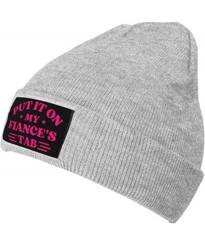 Put It On My Fiance's Tab Beanie Warm Knit Hat Funny Fashion Men Women Winter Cap Gray $12.53 Skullies & Beanies