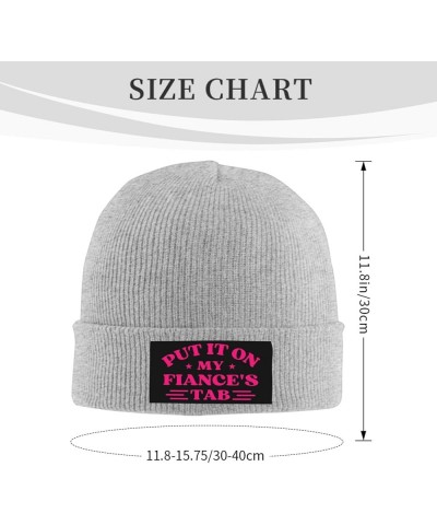 Put It On My Fiance's Tab Beanie Warm Knit Hat Funny Fashion Men Women Winter Cap Gray $12.53 Skullies & Beanies