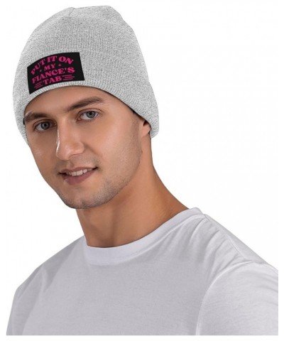 Put It On My Fiance's Tab Beanie Warm Knit Hat Funny Fashion Men Women Winter Cap Gray $12.53 Skullies & Beanies