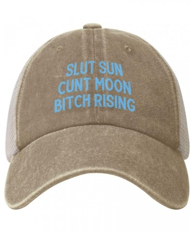 Slut Sun Cunt Moon Bitch Rising Cowboy Trucker Hat Adjustable Vintage Mesh Baseball Cap Dad Hat,Black Natural $11.59 Baseball...