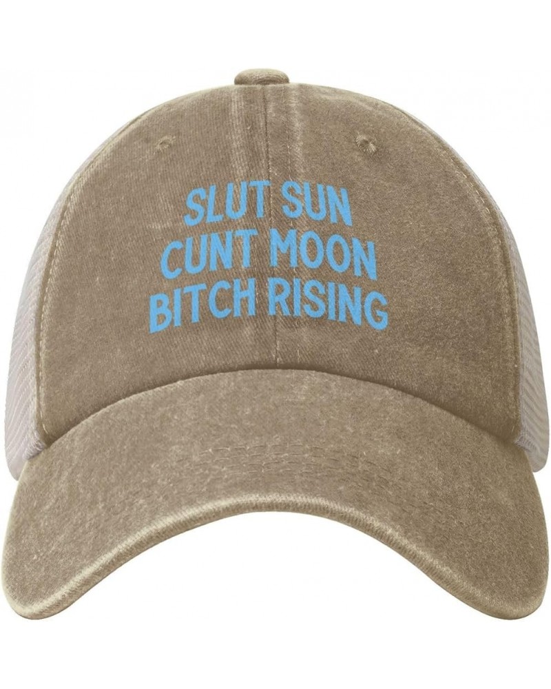 Slut Sun Cunt Moon Bitch Rising Cowboy Trucker Hat Adjustable Vintage Mesh Baseball Cap Dad Hat,Black Natural $11.59 Baseball...