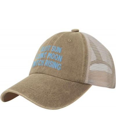 Slut Sun Cunt Moon Bitch Rising Cowboy Trucker Hat Adjustable Vintage Mesh Baseball Cap Dad Hat,Black Natural $11.59 Baseball...