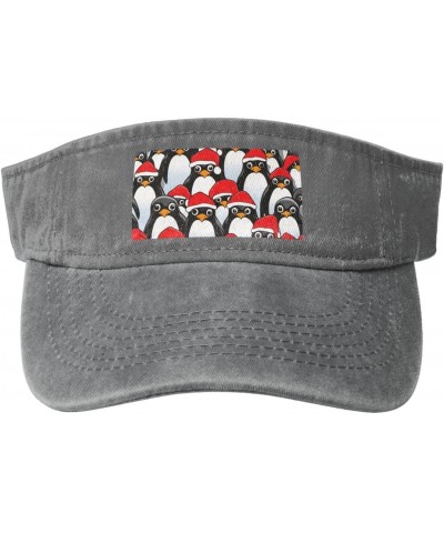 Christmas Penguins Print Ladies' Washed Denim Open-Top Hat for Outdoor Decorations and Daily Use $9.59 Sun Hats