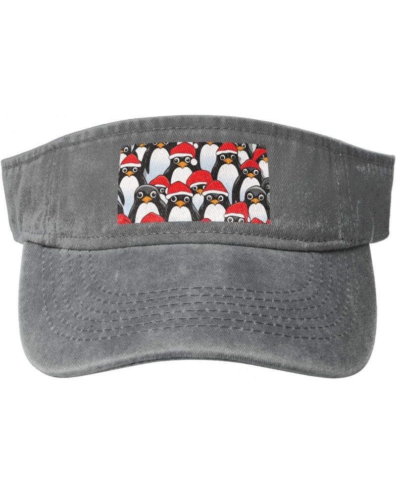 Christmas Penguins Print Ladies' Washed Denim Open-Top Hat for Outdoor Decorations and Daily Use $9.59 Sun Hats