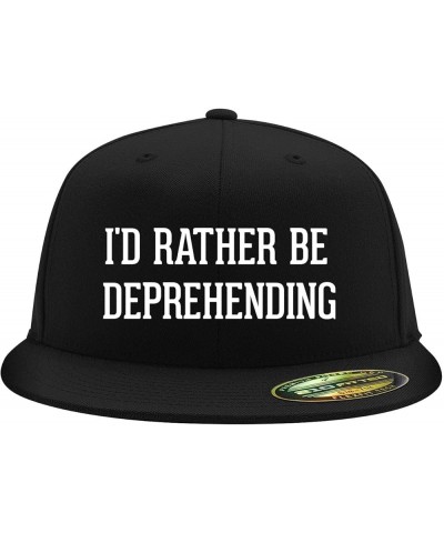 I'd Rather Be Deprehending - Flexfit 6210 Structured Flat Bill Fitted Hat | Baseball Cap for Men and Women | Snapback Closure...