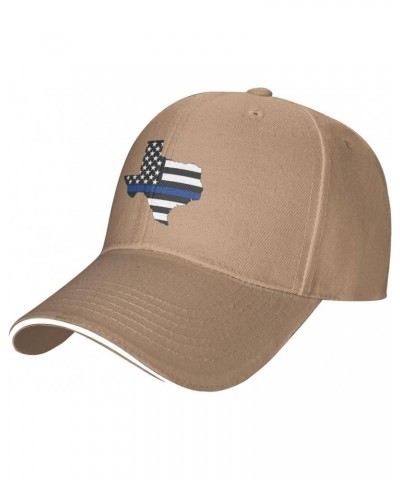 American Flag with Texas Police Blue Line Adjustable Sandwich Dad Casquette for Men Women $12.44 Balaclavas