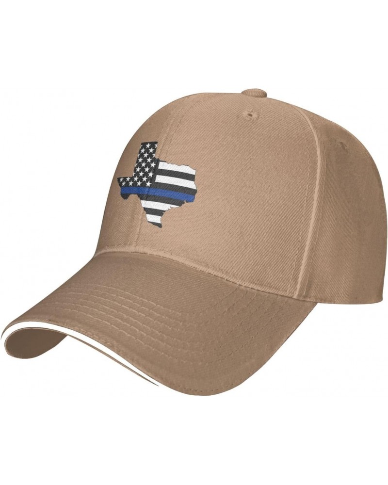 American Flag with Texas Police Blue Line Adjustable Sandwich Dad Casquette for Men Women $12.44 Balaclavas