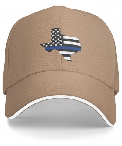 American Flag with Texas Police Blue Line Adjustable Sandwich Dad Casquette for Men Women $12.44 Balaclavas