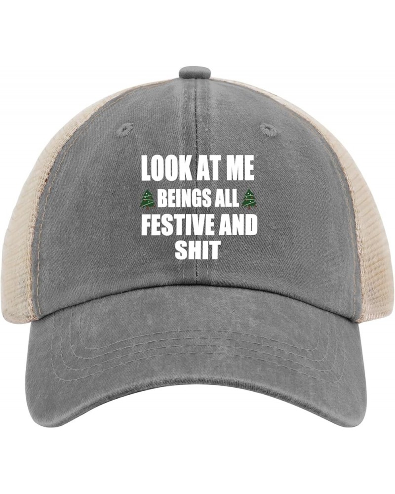 Look at Me Beings All Festive and Shit Sun Hat American Hat AllBlack Custom Hat Gifts for Dad Cool Hats Gray02 $9.44 Sun Hats