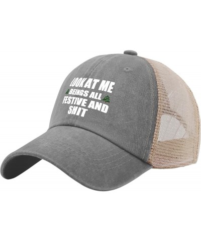 Look at Me Beings All Festive and Shit Sun Hat American Hat AllBlack Custom Hat Gifts for Dad Cool Hats Gray02 $9.44 Sun Hats