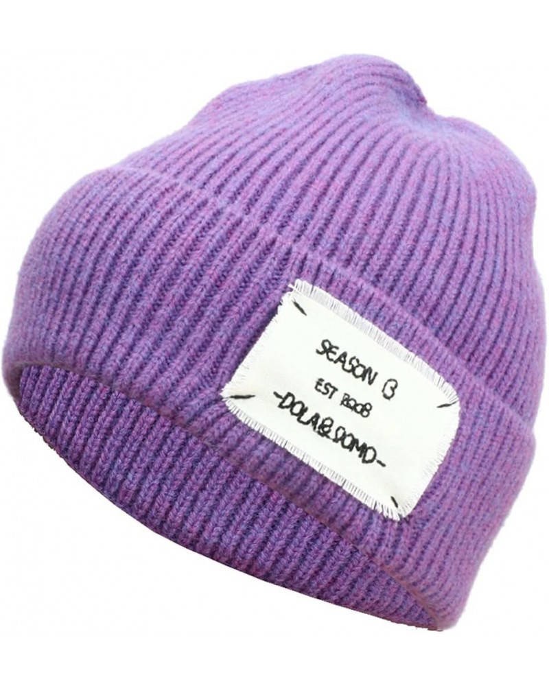 Cuffed Beanie Hat for Men Skully Knit Hats Thick Double-Layer Cuff for Men Women Daily Winter Warm Baseball Caps Purple $7.69...