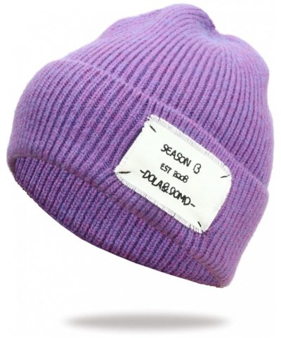 Cuffed Beanie Hat for Men Skully Knit Hats Thick Double-Layer Cuff for Men Women Daily Winter Warm Baseball Caps Purple $7.69...