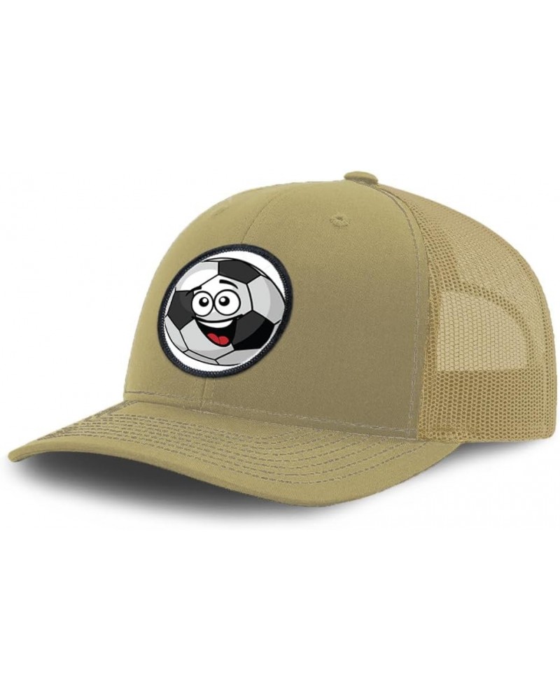 Patch Hat Trucker Baseball Cap Soccer Ball Smiling A Sports Soccer Euro Cup Dad Hat for Men & Women Khaki Circle Patch $11.07...