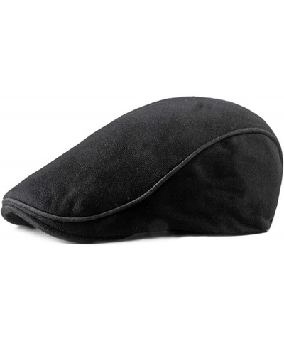 Men's and Women's Solid Beret Unisex Ivy Flat Driver Cabbie Newsboy Caps Spring Black One Size $14.45 Newsboy Caps