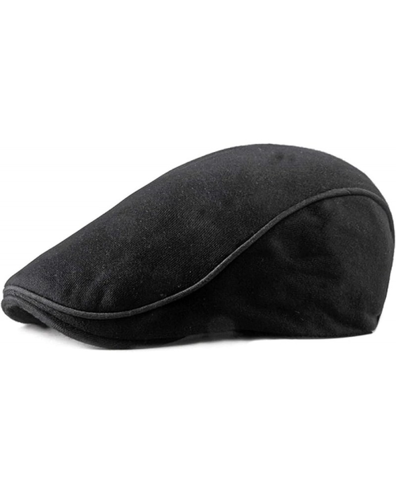 Men's and Women's Solid Beret Unisex Ivy Flat Driver Cabbie Newsboy Caps Spring Black One Size $14.45 Newsboy Caps