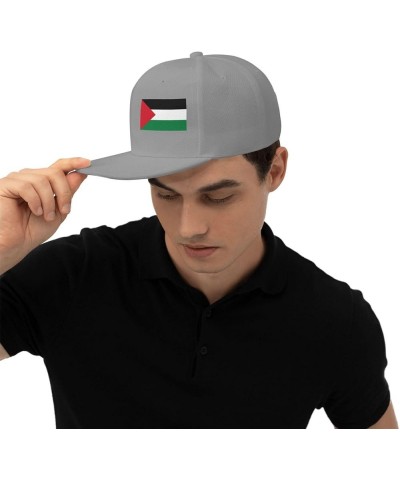 Flag of Palestine Hats for Men Black Hat Flat Bill Mens Sun Hats Fashion Baseball Cap Gray $12.44 Baseball Caps