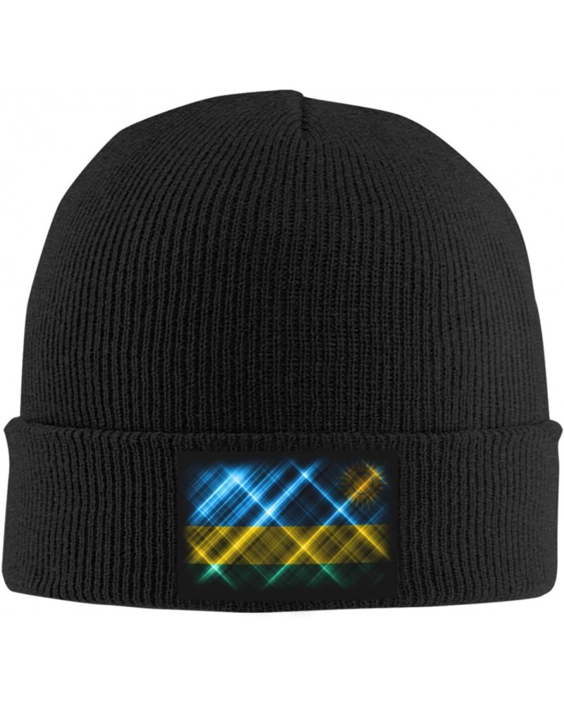 Knitted Hat Personalized Rwanda Flag Beanie Cap Cold Weather Hat Warm Winter Hats Brimless Caps Black $14.11 Skullies & Beanies