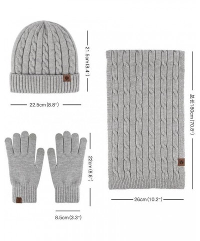 New Knitted Hat Scarf Gloves Women's Fleece Cold Proof Warm Keeping Three Piece Set Hat Gloves Beige $17.46 Scarves