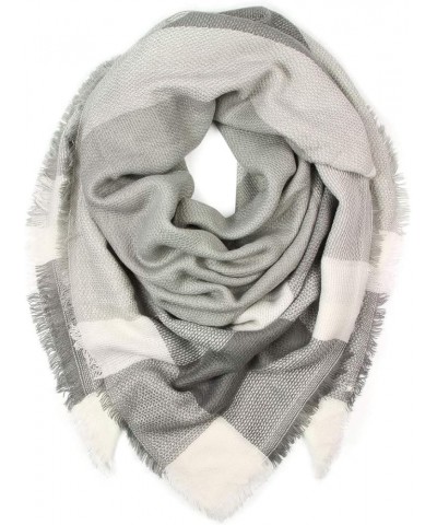 Women's Shawl Wrap Warm Scarf - Cozy Oblong/Plaid Blanket/Stripe Light Circle Infinity Blanket - Gray $8.95 Scarves