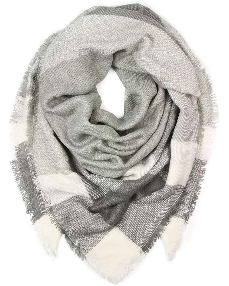 Women's Shawl Wrap Warm Scarf - Cozy Oblong/Plaid Blanket/Stripe Light Circle Infinity Blanket - Gray $8.95 Scarves