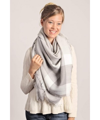 Women's Shawl Wrap Warm Scarf - Cozy Oblong/Plaid Blanket/Stripe Light Circle Infinity Blanket - Gray $8.95 Scarves