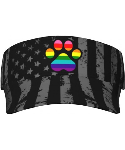 LGBTQ Original Furry Paw Rainbow Visor Cap Sports Empty Top Hats Adjustable Sun Tennis Caps for Men Women86 $12.99 Visors