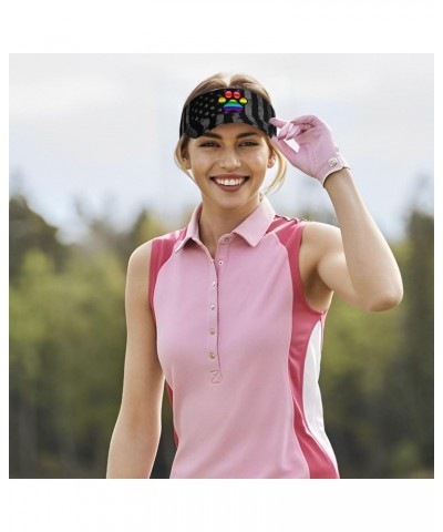 LGBTQ Original Furry Paw Rainbow Visor Cap Sports Empty Top Hats Adjustable Sun Tennis Caps for Men Women86 $12.99 Visors