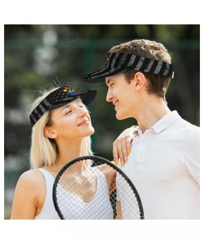 LGBTQ Original Furry Paw Rainbow Visor Cap Sports Empty Top Hats Adjustable Sun Tennis Caps for Men Women86 $12.99 Visors