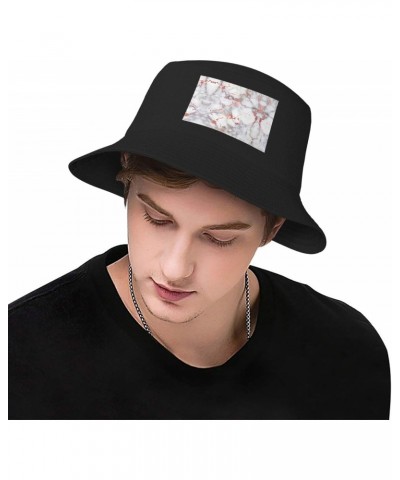 White Marble Rose Gold Exquisite Men's Fisherman Beanies & Bucket Hats, Sun Hats and Fishing Hats with Unique Regional Printi...