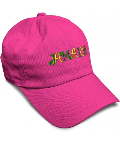 Soft Baseball Cap Jamaica B Embroidery Monogram Country Twill Cotton Nation Dad Hats for Men & Women Hot Pink Design Only $14...