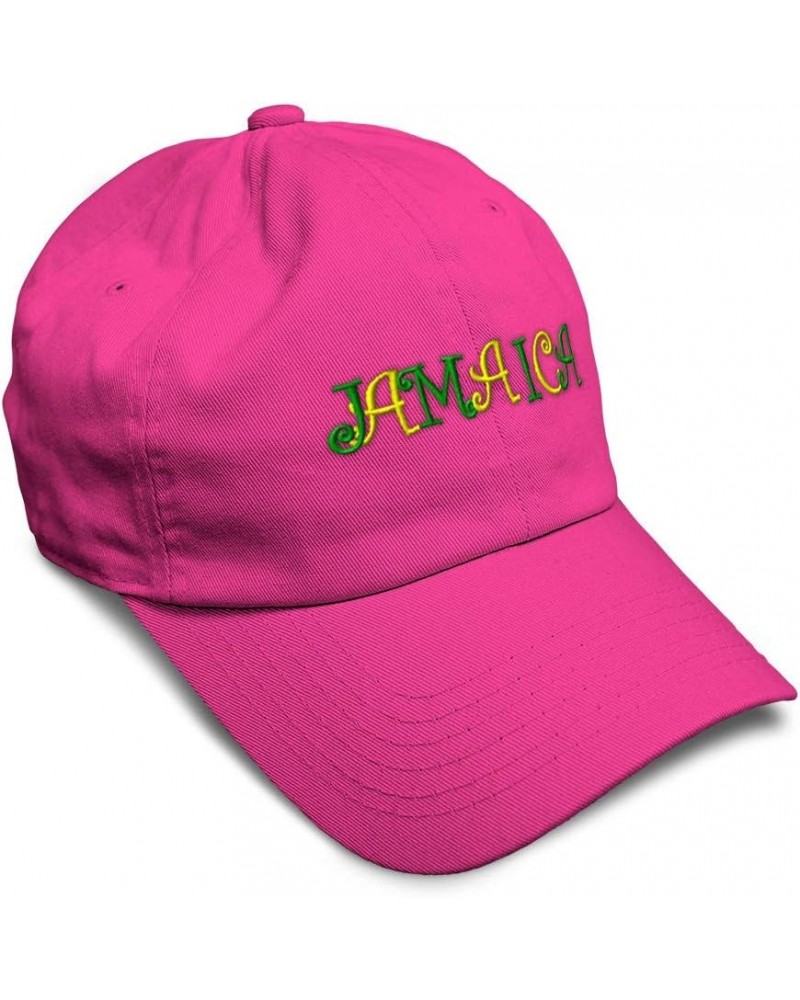 Soft Baseball Cap Jamaica B Embroidery Monogram Country Twill Cotton Nation Dad Hats for Men & Women Hot Pink Design Only $14...