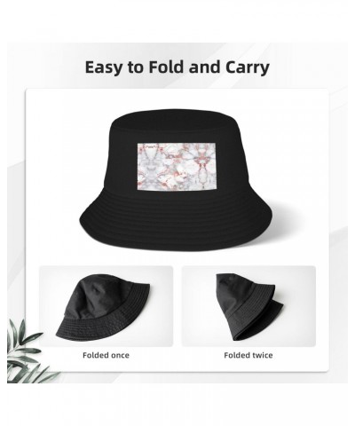 White Marble Rose Gold Exquisite Men's Fisherman Beanies & Bucket Hats, Sun Hats and Fishing Hats with Unique Regional Printi...