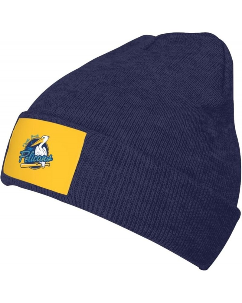 Myrtle Beach Pelicans Logo Classic Warm Winter Knit Cap Fleece Lined Beanie Hat Navy Blue $13.73 Skullies & Beanies