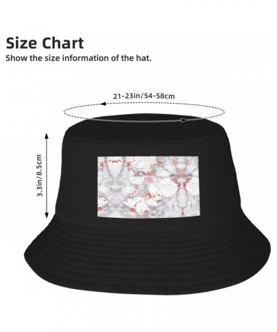 White Marble Rose Gold Exquisite Men's Fisherman Beanies & Bucket Hats, Sun Hats and Fishing Hats with Unique Regional Printi...