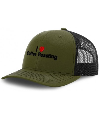 Custom Richardson Trucker Hat I (Love) Coffee Roasting Red Heart Hobbies Lovers Loden Black Design Only $21.45 Baseball Caps