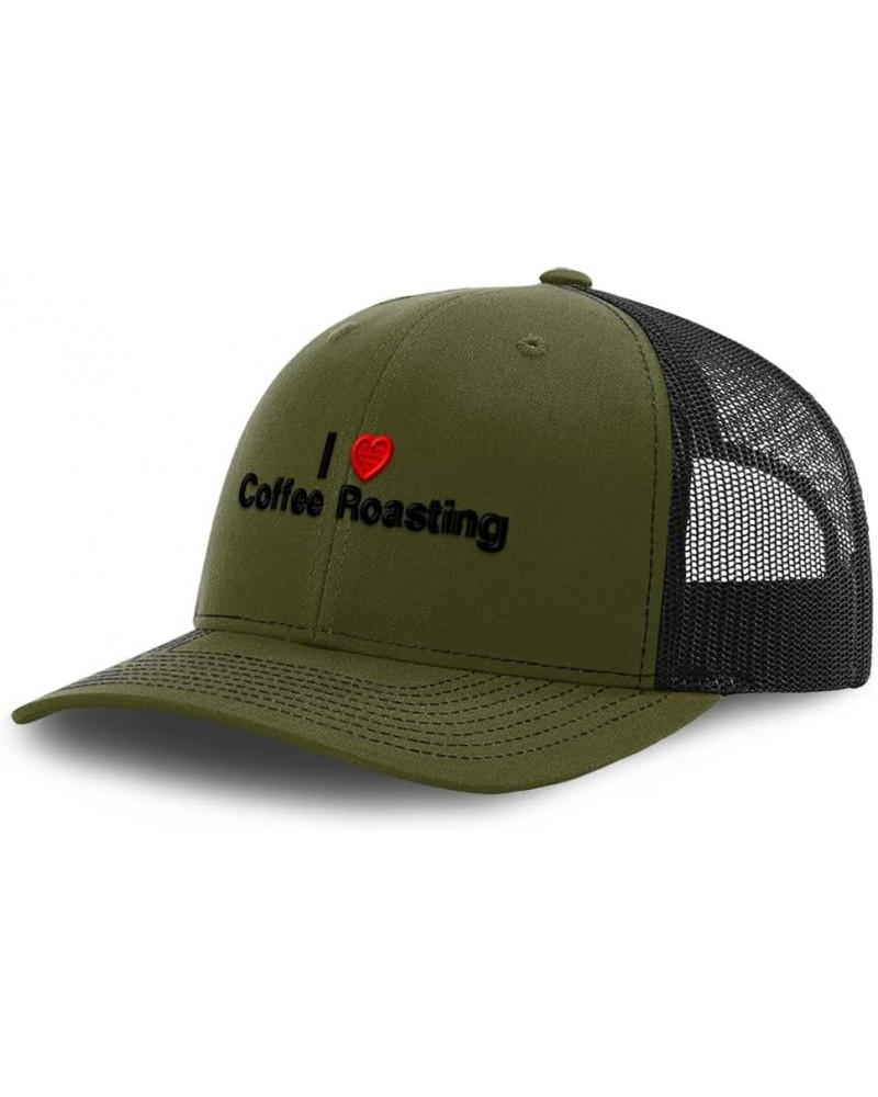 Custom Richardson Trucker Hat I (Love) Coffee Roasting Red Heart Hobbies Lovers Loden Black Design Only $21.45 Baseball Caps