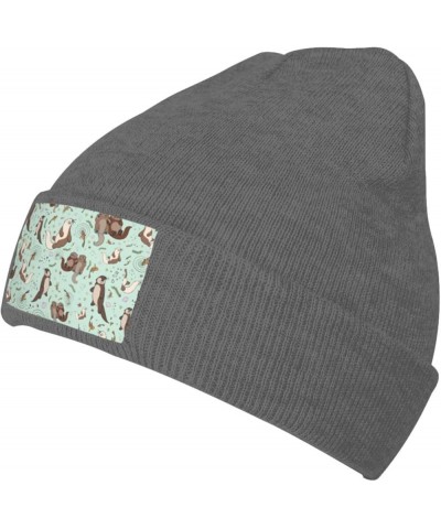 Otters Print Slouchy Beanie for Men Women Hip-Hop Soft Lightweight Running Beanie Adult Hats Deep Heather $10.07 Skullies & B...